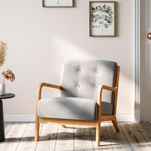 Load image into Gallery viewer, Wood Single Sofa Lounge Chair with Cushion Lounge Chairs Living and Home Light Wood