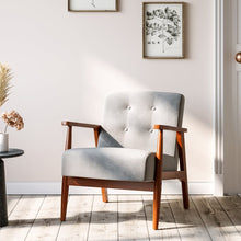 Load image into Gallery viewer, Wood Single Sofa Lounge Chair with Cushion Lounge Chairs Living and Home Dark Wood