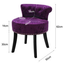 Load image into Gallery viewer, Velvet Upholstered Vanity Stool Makeup Dressing Chair