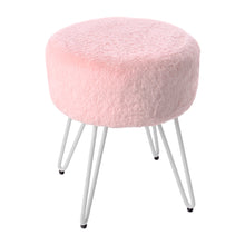Load image into Gallery viewer, Round Fuzzy Ottoman Vanity Stool