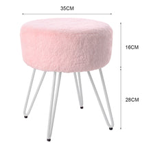 Load image into Gallery viewer, Round Fuzzy Ottoman Vanity Stool