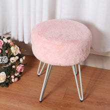Load image into Gallery viewer, Plush Dressing Footstool Round Cotton Padded Makeup Chair Dressing Table Stools Living and Home Pink