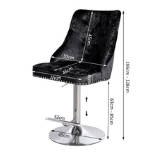 Load image into Gallery viewer, Black Adjustable Bar Stool with Floral Velvet Upholstery Living and Home
