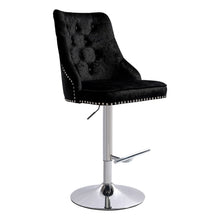 Load image into Gallery viewer, Black Adjustable Bar Stool with Floral Velvet Upholstery Living and Home