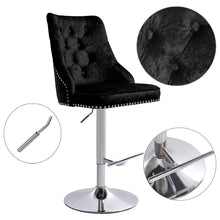Load image into Gallery viewer, Black Adjustable Bar Stool with Floral Velvet Upholstery Living and Home