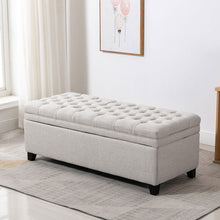 Load image into Gallery viewer, Linen Padded Cushion Bed End Bench Storage Seat Living and Home White