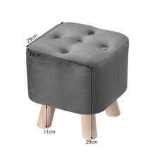 Load image into Gallery viewer, Tufted Velvet Square Footstool with Wooden Legs Living and Home