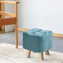 Load image into Gallery viewer, Tufted Velvet Square Footstool with Wooden Legs Living and Home