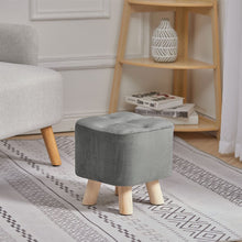 Load image into Gallery viewer, Tufted Velvet Square Footstool with Wooden Legs Living and Home