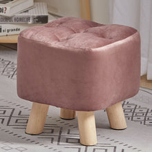 Load image into Gallery viewer, Velvet Wooden Leg Ottoman Footstool Living and Home