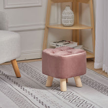 Load image into Gallery viewer, Velvet Wooden Leg Ottoman Footstool Living and Home