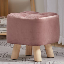 Load image into Gallery viewer, Velvet Wooden Leg Ottoman Footstool Living and Home