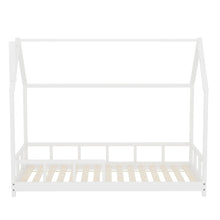 Load image into Gallery viewer, House Shape Bed Frame Pine Wood Toddler Bed with Safety Guard Fence Bed Frames Living and Home
