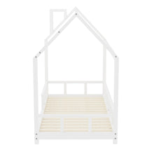 Load image into Gallery viewer, House Shape Bed Frame Pine Wood Toddler Bed with Safety Guard Fence Bed Frames Living and Home