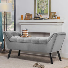 Load image into Gallery viewer, Tufted Velvet Buttoned Bench with Raised Arms