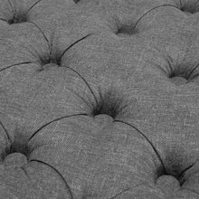 Load image into Gallery viewer, Dia 75cm Linen Tufted Round Cocktail Ottoman with Solid Wood Footstools Living and Home