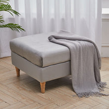 Load image into Gallery viewer, Velvet Upholstered Square Footstool with Wooden Legs Living and Home