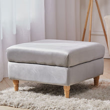 Load image into Gallery viewer, Velvet Upholstered Square Footstool with Wooden Legs Living and Home