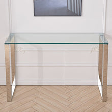 Load image into Gallery viewer, Modern Tempered Glass End Table with Chrome Base Living and Home