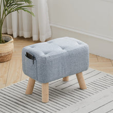 Load image into Gallery viewer, Linen Upholstered Rectangular Footstool with Wooden Legs Living and Home