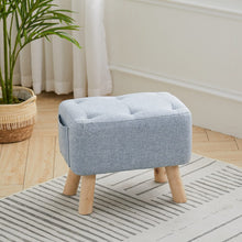 Load image into Gallery viewer, Linen Upholstered Rectangular Footstool with Wooden Legs Living and Home