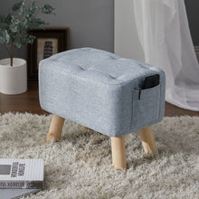 Load image into Gallery viewer, Linen Upholstered Rectangular Footstool with Wooden Legs Living and Home