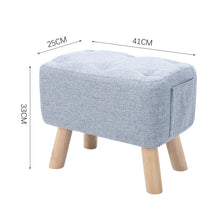 Load image into Gallery viewer, Linen Upholstered Rectangular Footstool with Wooden Legs Living and Home