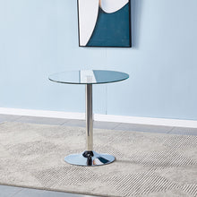Load image into Gallery viewer, Small Round Clear Glass Top Dining Table with Pedestal Base