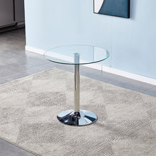 Load image into Gallery viewer, Small Round Clear Glass Top Dining Table with Pedestal Base