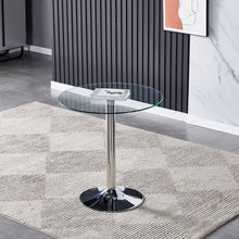 Load image into Gallery viewer, Small Round Clear Glass Top Dining Table with Pedestal Base