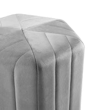 Load image into Gallery viewer, Minimal Hexagonal Velvet Footstool Ottoman with Stripes