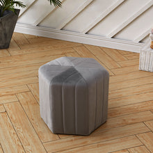 Load image into Gallery viewer, Minimal Hexagonal Velvet Footstool Ottoman with Stripes