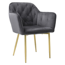 Load image into Gallery viewer, Stylish Gray Dining Chair with Gold Spray-Painted Legs and Velvet Upholstery Living and Home