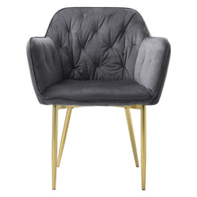 Load image into Gallery viewer, Stylish Gray Dining Chair with Gold Spray-Painted Legs and Velvet Upholstery Living and Home