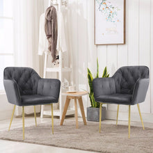 Load image into Gallery viewer, Stylish Gray Dining Chair with Gold Spray-Painted Legs and Velvet Upholstery Living and Home