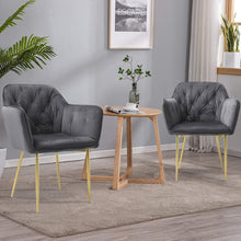Load image into Gallery viewer, Stylish Gray Dining Chair with Gold Spray-Painted Legs and Velvet Upholstery Living and Home