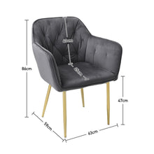 Load image into Gallery viewer, Stylish Gray Dining Chair with Gold Spray-Painted Legs and Velvet Upholstery Living and Home