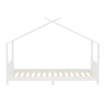 Load image into Gallery viewer, Nordic Style Pine Wood Bed Frame Toddler Kid Single Bed with Roof Bed Frames Living and Home