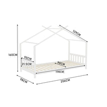Load image into Gallery viewer, Nordic Style Pine Wood Bed Frame Toddler Kid Single Bed with Roof Bed Frames Living and Home