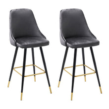 Load image into Gallery viewer, 3ft Height Bar Stools with Footrest Set of 2 Velvet Padded Bar Stools Living and Home