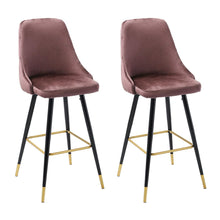 Load image into Gallery viewer, 3ft Height Bar Stools with Footrest Set of 2 Velvet Padded Bar Stools Living and Home