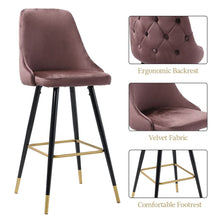 Load image into Gallery viewer, 3ft Height Bar Stools with Footrest Set of 2 Velvet Padded Bar Stools Living and Home