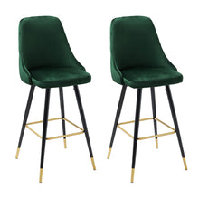 Load image into Gallery viewer, 3ft Height Bar Stools with Footrest Set of 2 Velvet Padded Bar Stools Living and Home