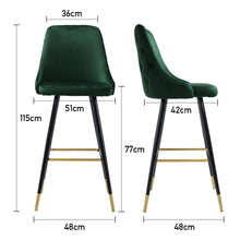 Load image into Gallery viewer, 3ft Height Bar Stools with Footrest Set of 2 Velvet Padded Bar Stools Living and Home