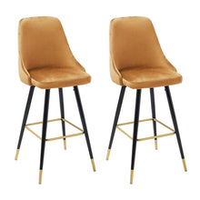 Load image into Gallery viewer, 3ft Height Bar Stools with Footrest Set of 2 Velvet Padded Bar Stools Living and Home