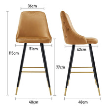 Load image into Gallery viewer, 3ft Height Bar Stools with Footrest Set of 2 Velvet Padded Bar Stools Living and Home