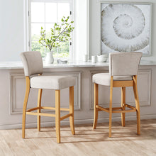 Load image into Gallery viewer, Set of 2 Linen Bar Stool Bar Height for Kitchen Island Cafe