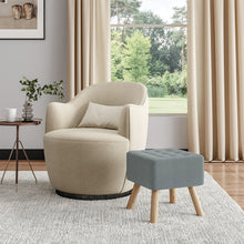 Load image into Gallery viewer, Linen Fabric Padded Wooden Leg Footstool