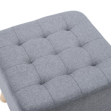 Load image into Gallery viewer, Linen Fabric Padded Wooden Leg Footstool