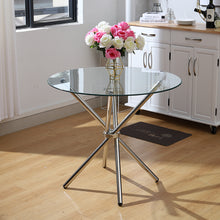 Load image into Gallery viewer, Tempered Glass Crossover Round Dining Table